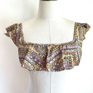 Victoria’s Secret Ruffled Bikini Swimsuit Top Size XS  Delicate Pastel Pattern